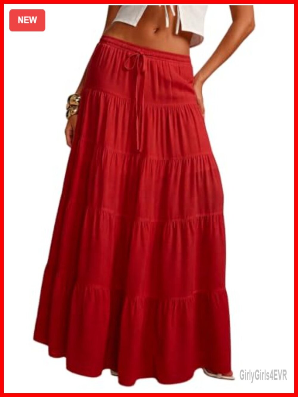 Boho Maxi Skirt Tiered Ruffle Flowy A-Line Beach Long Viscose